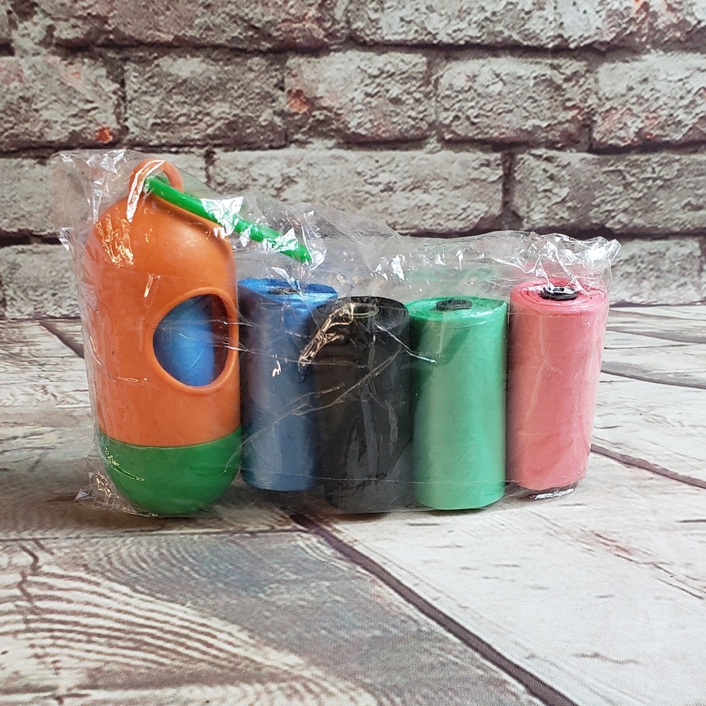 DOG PET WASTE BAGS WITH DISPENSER MULTICOLOR